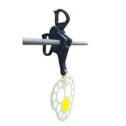 Spring clamp mounted glow in the dark bird warning marker to help prevent bird strikes of overhead cables and wires.